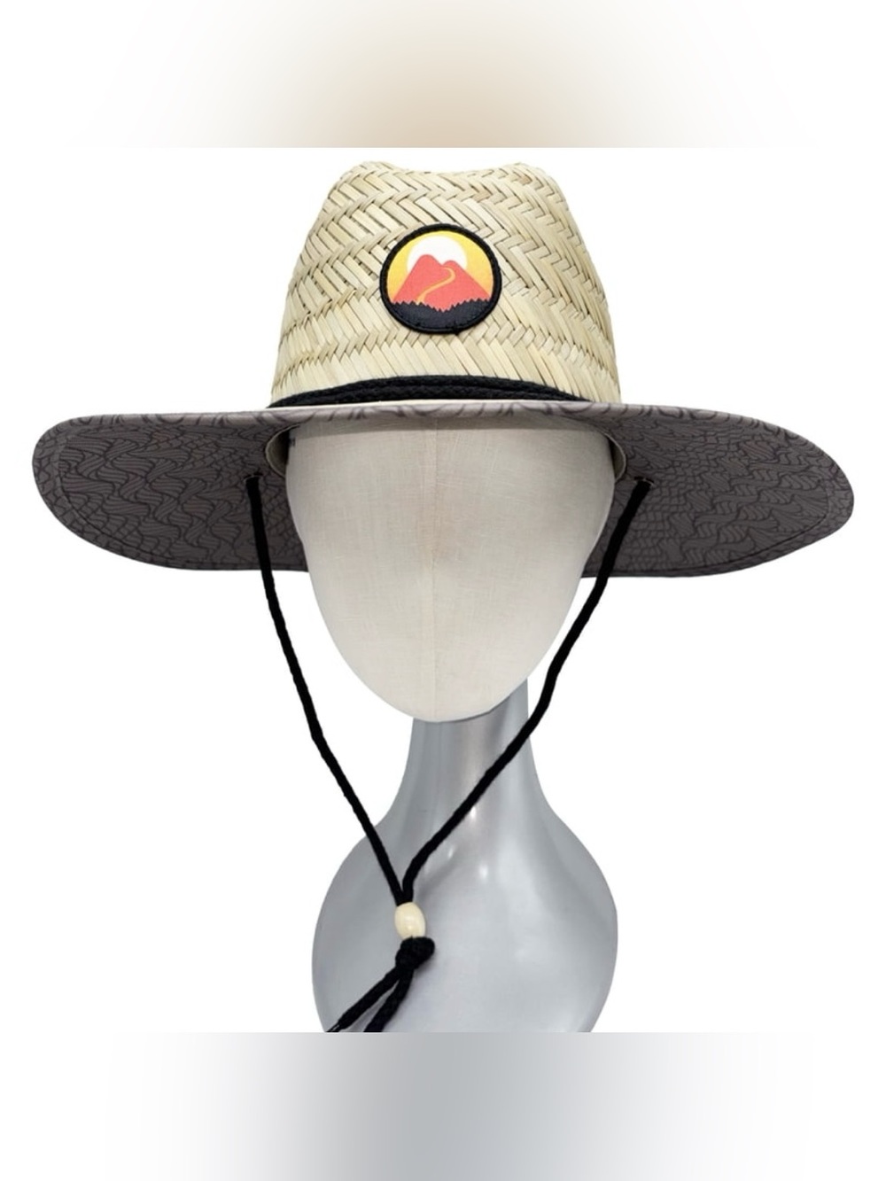 Ozark Trail Mens Wide Brim Straw Hat Sunset Mountain Patch Gorpcore Outdoors New